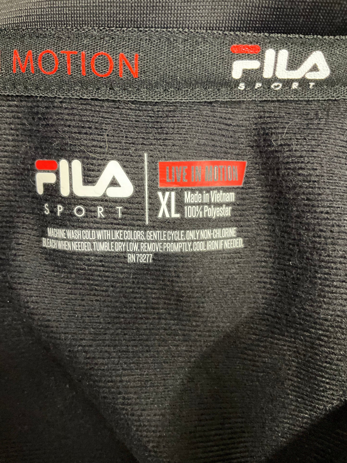 Black Athletic Jacket Fila, Size Xl