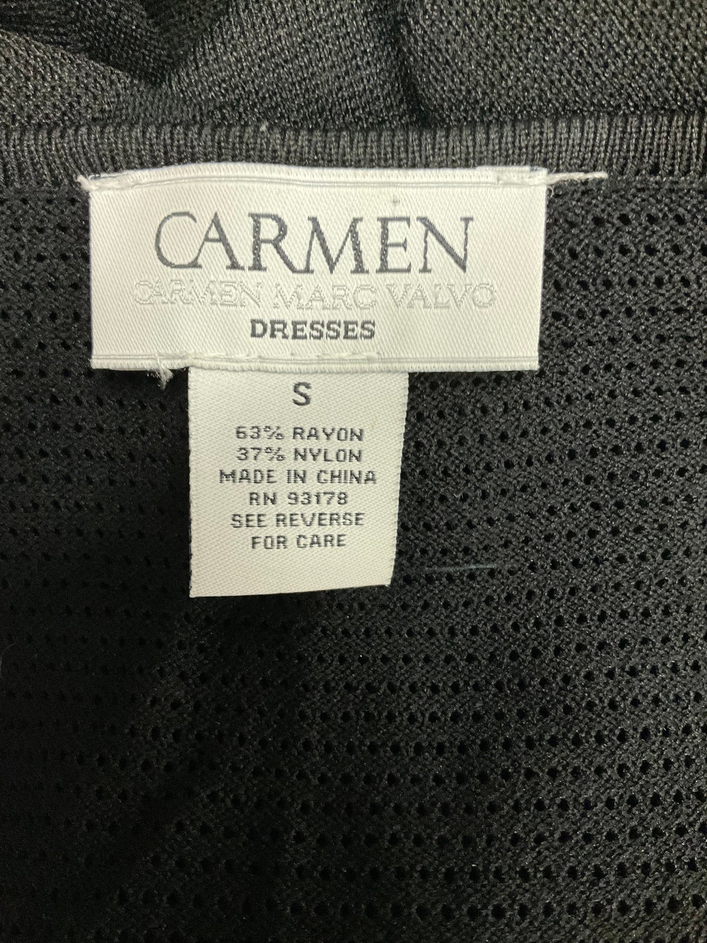 Black Dress Casual Midi Carmen By Carmen Marc Valvo, Size S