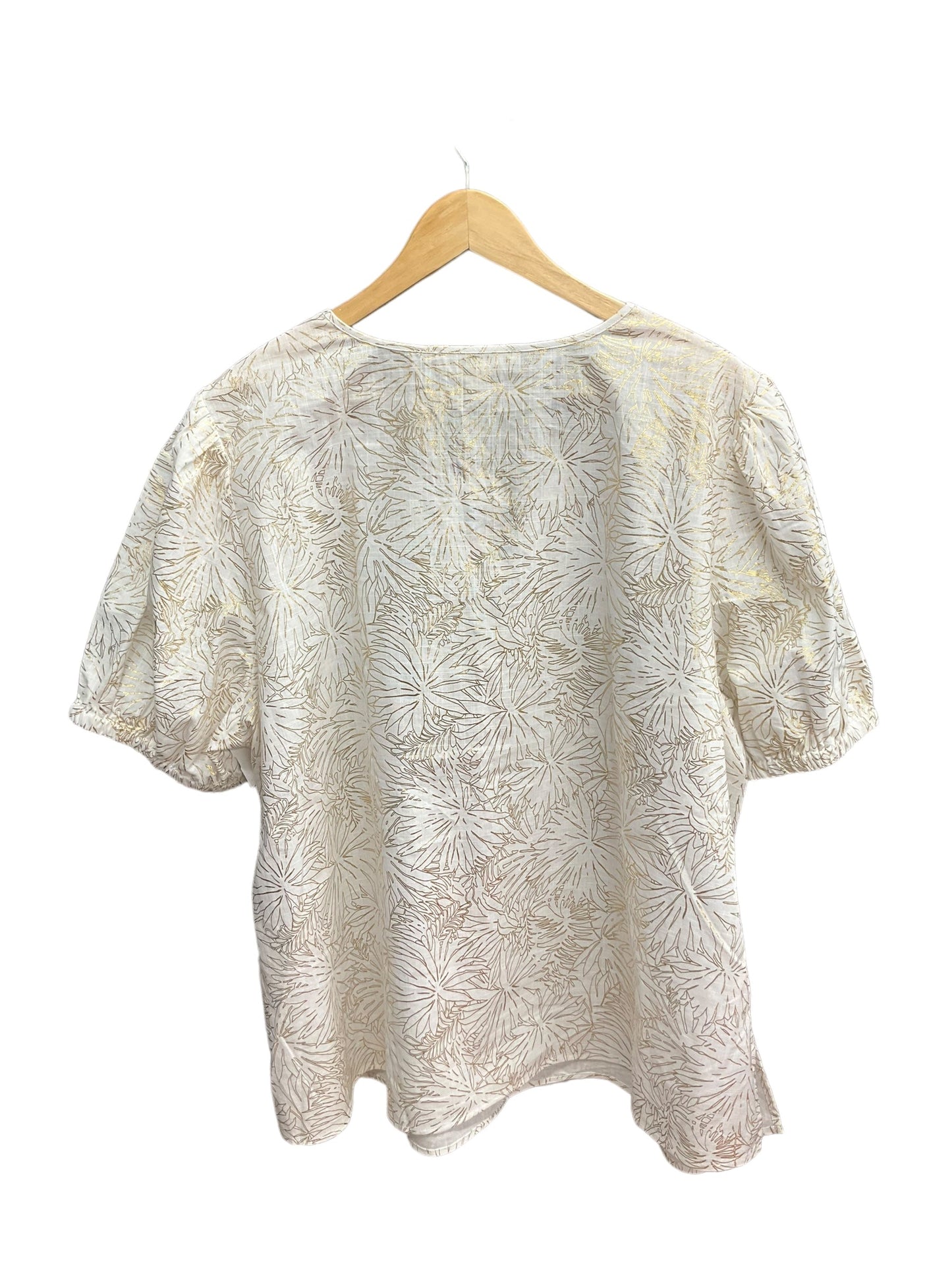 Gold & White Top Short Sleeve Michael By Michael Kors, Size 3x