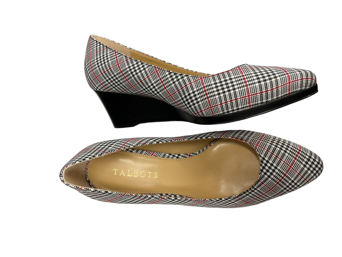 Plaid Pattern Shoes Heels Wedge Talbots, Size 8.5