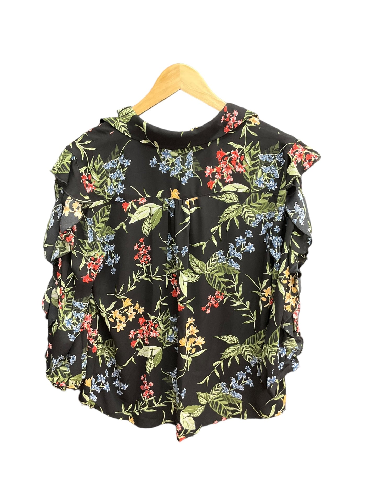 Floral Print Blouse Long Sleeve Investments, Size M