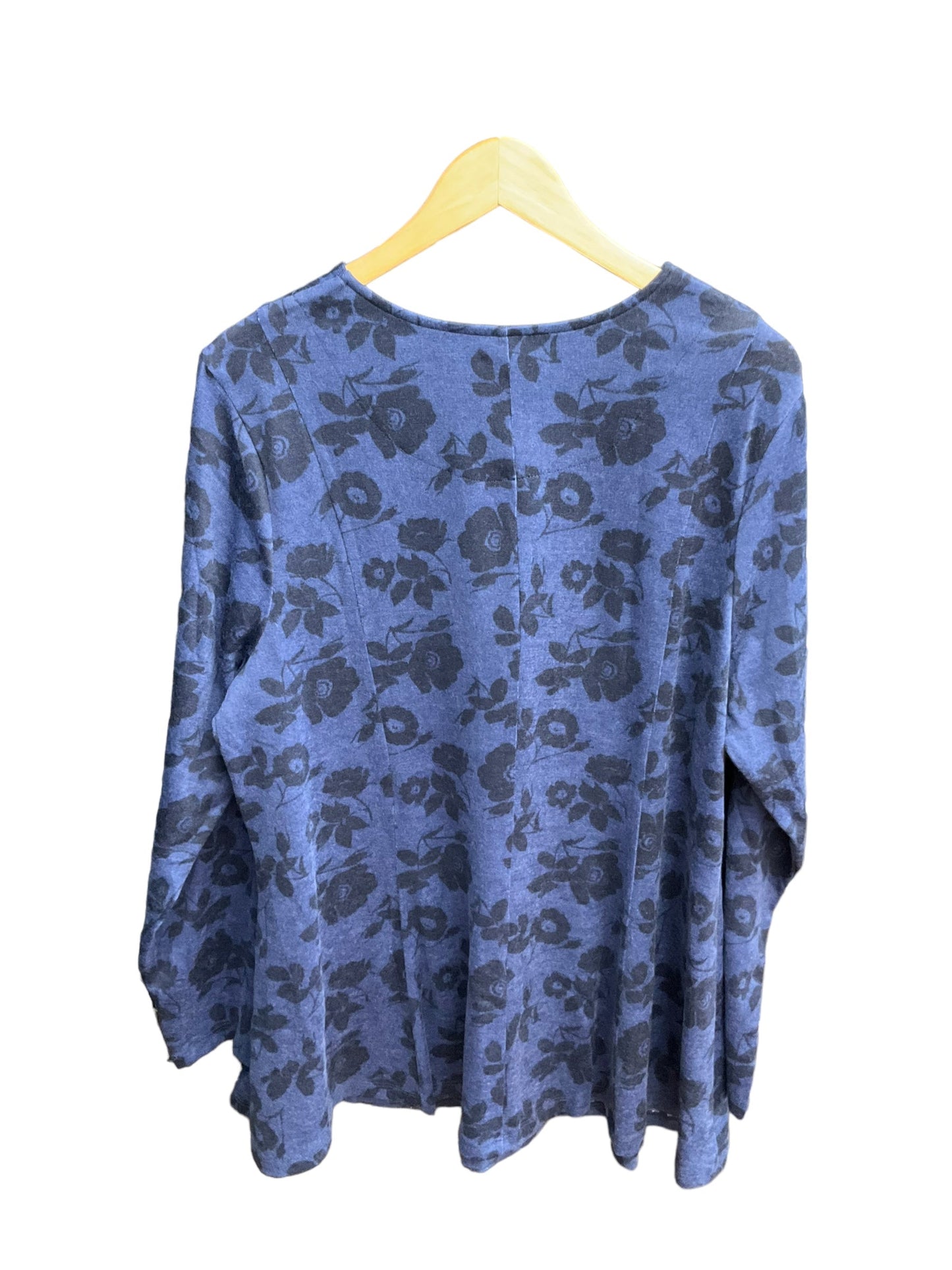 Floral Print Top Long Sleeve Denim And Company, Size Xl