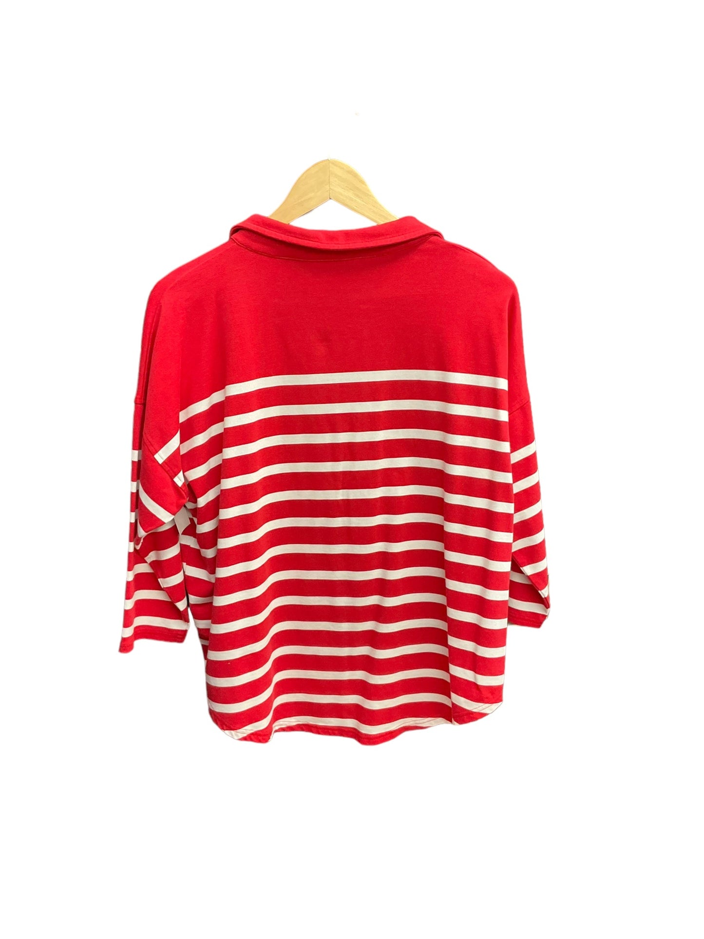 Top 3/4 Sleeve By Vineyard Vines In Red & White, Size: M