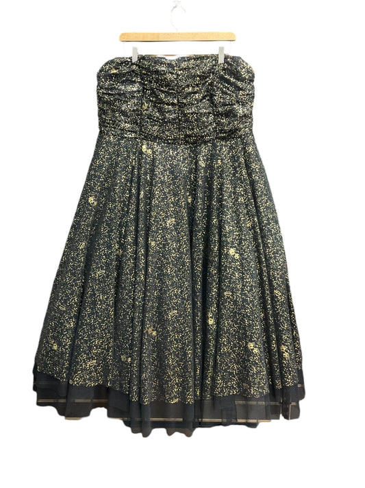 Dress Party Midi By Torrid In Black & Gold, Size: 2x