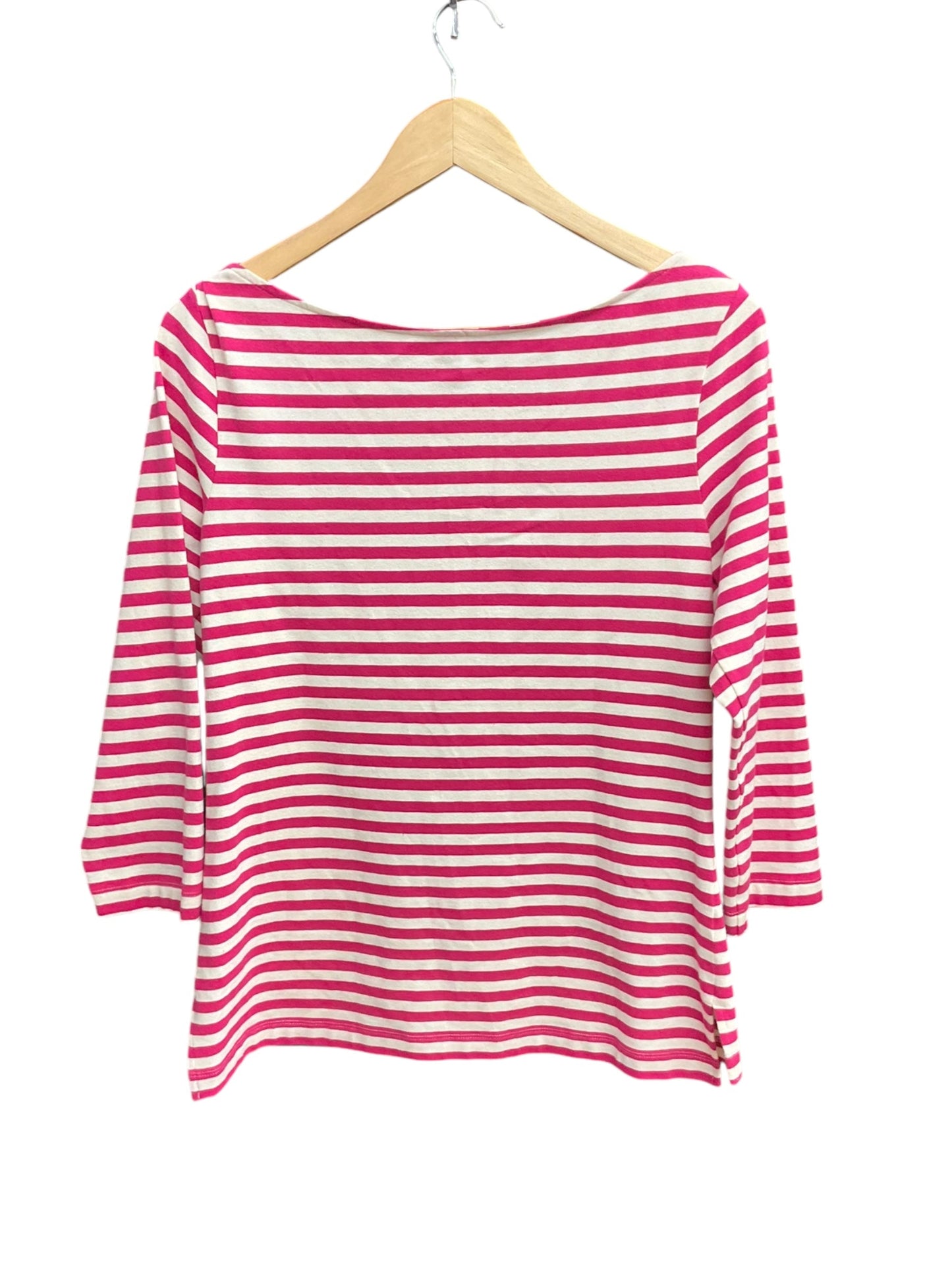 Top Long Sleeve By Kate Spade In Pink & White, Size: L