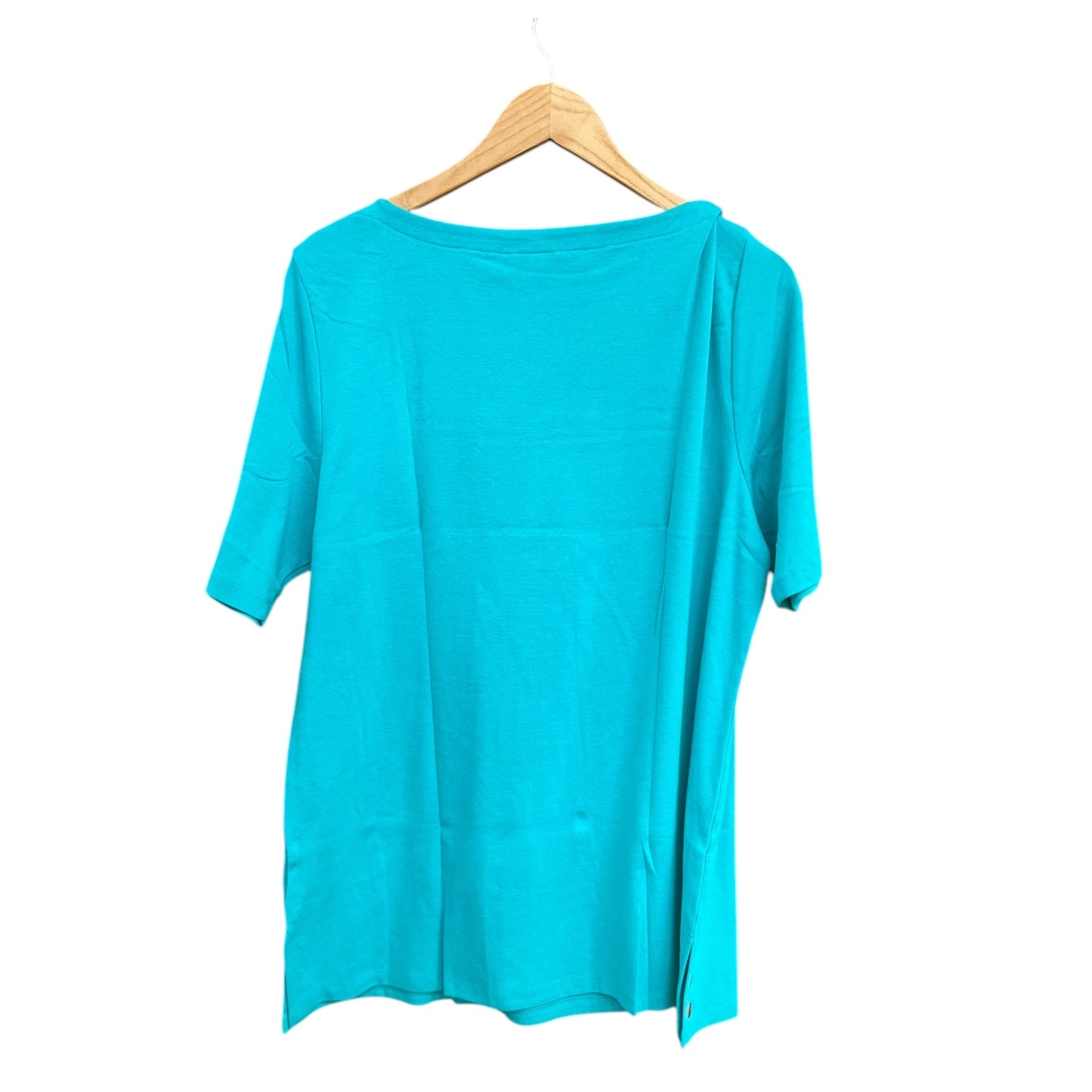 Top Short Sleeve By Karen Scott In Teal, Size: Xxl