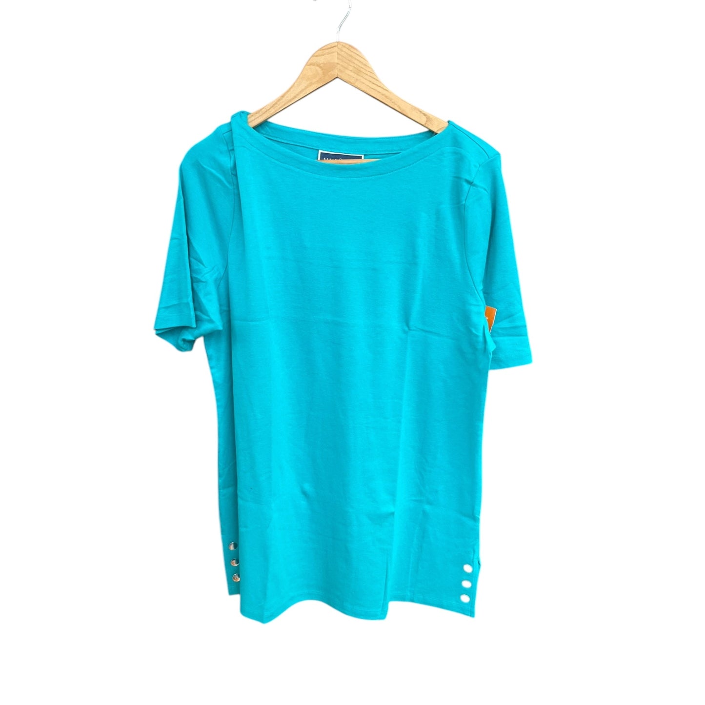 Top Short Sleeve By Karen Scott In Teal, Size: Xxl