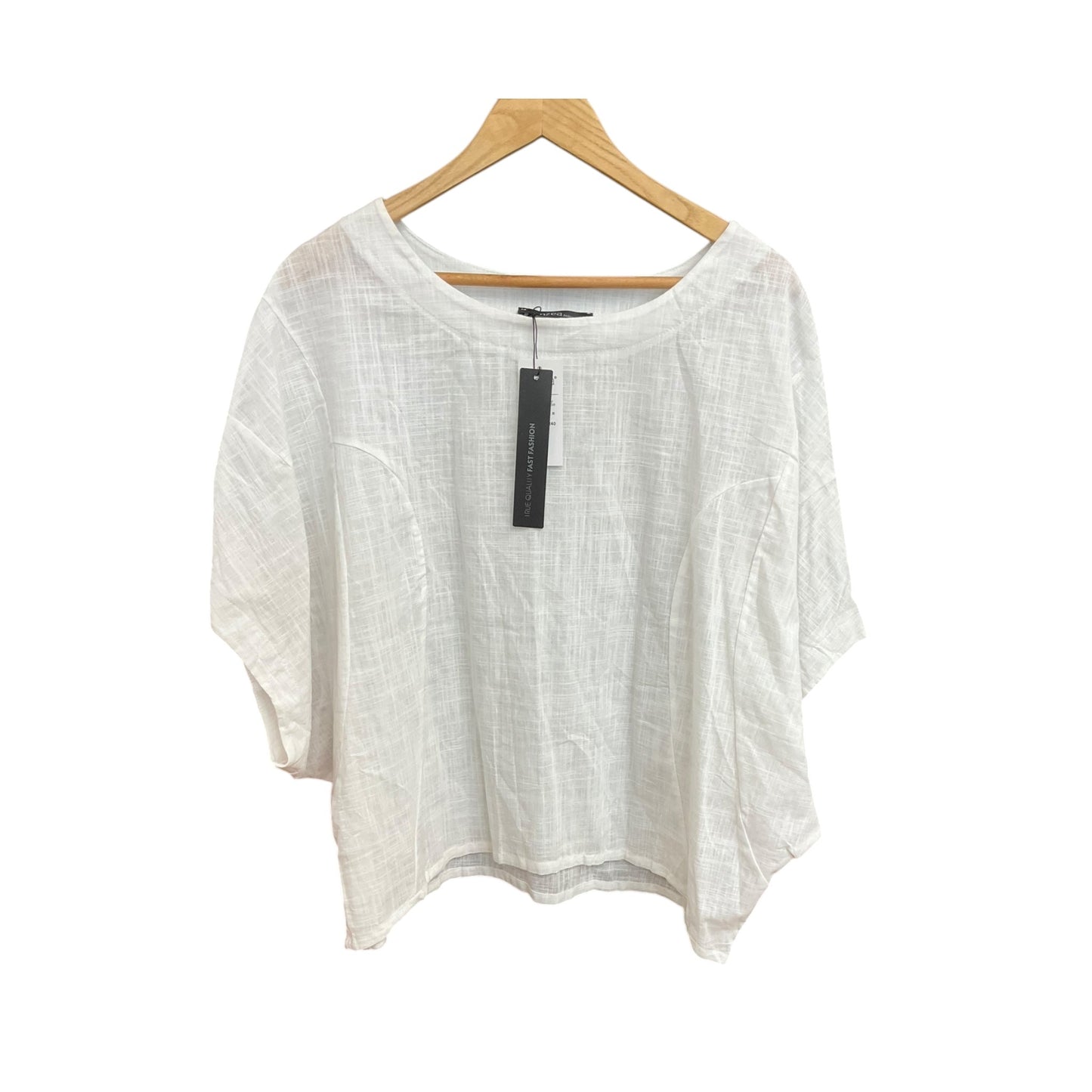 Top Short Sleeve By Zanzea In White, Size: Xl