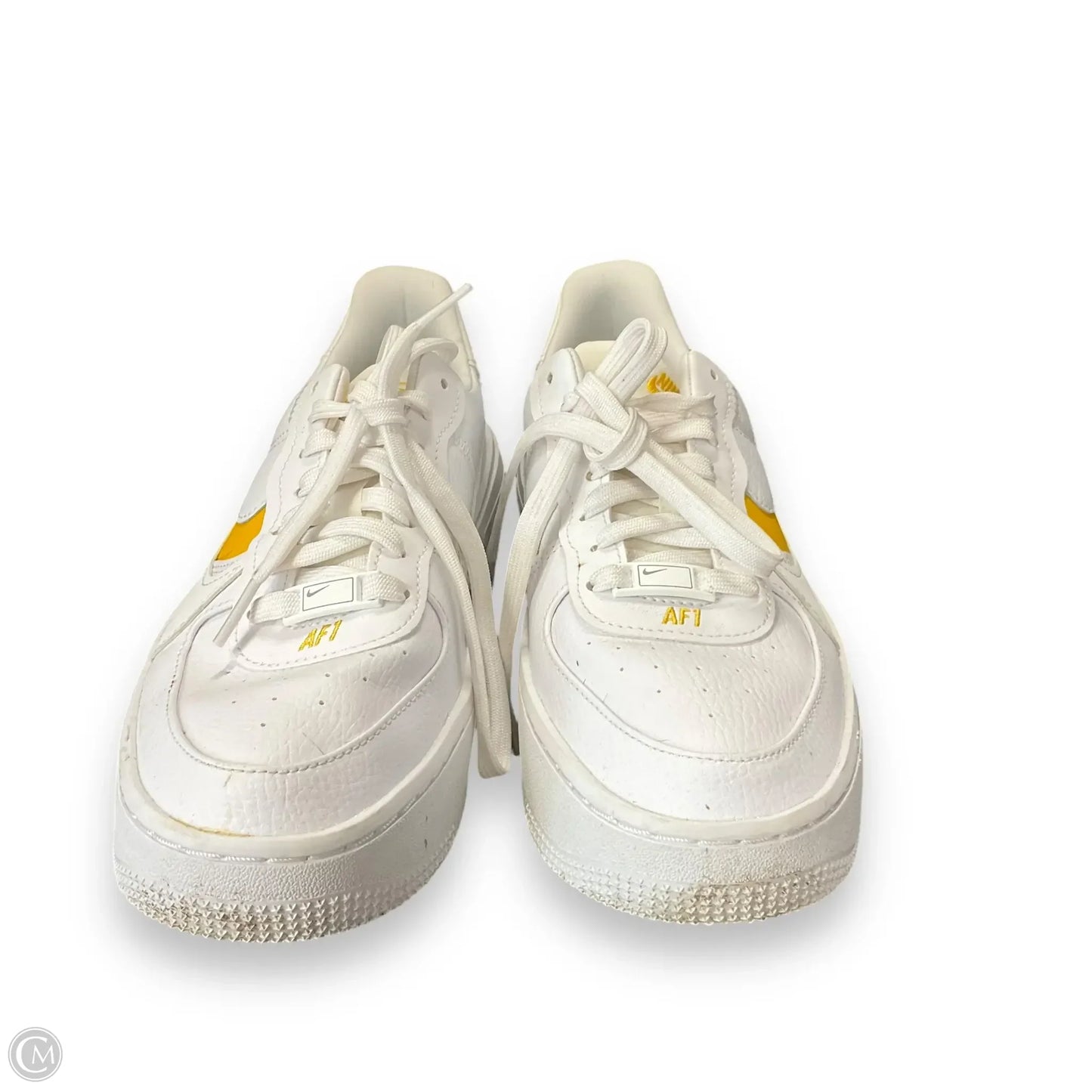 Shoes Athletic By Nike In White & Yellow, Size: 7.5