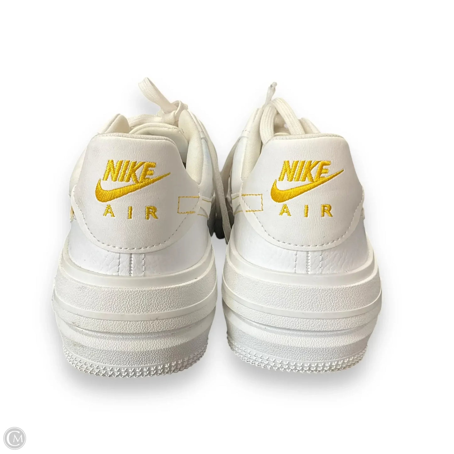 Shoes Athletic By Nike In White & Yellow, Size: 7.5