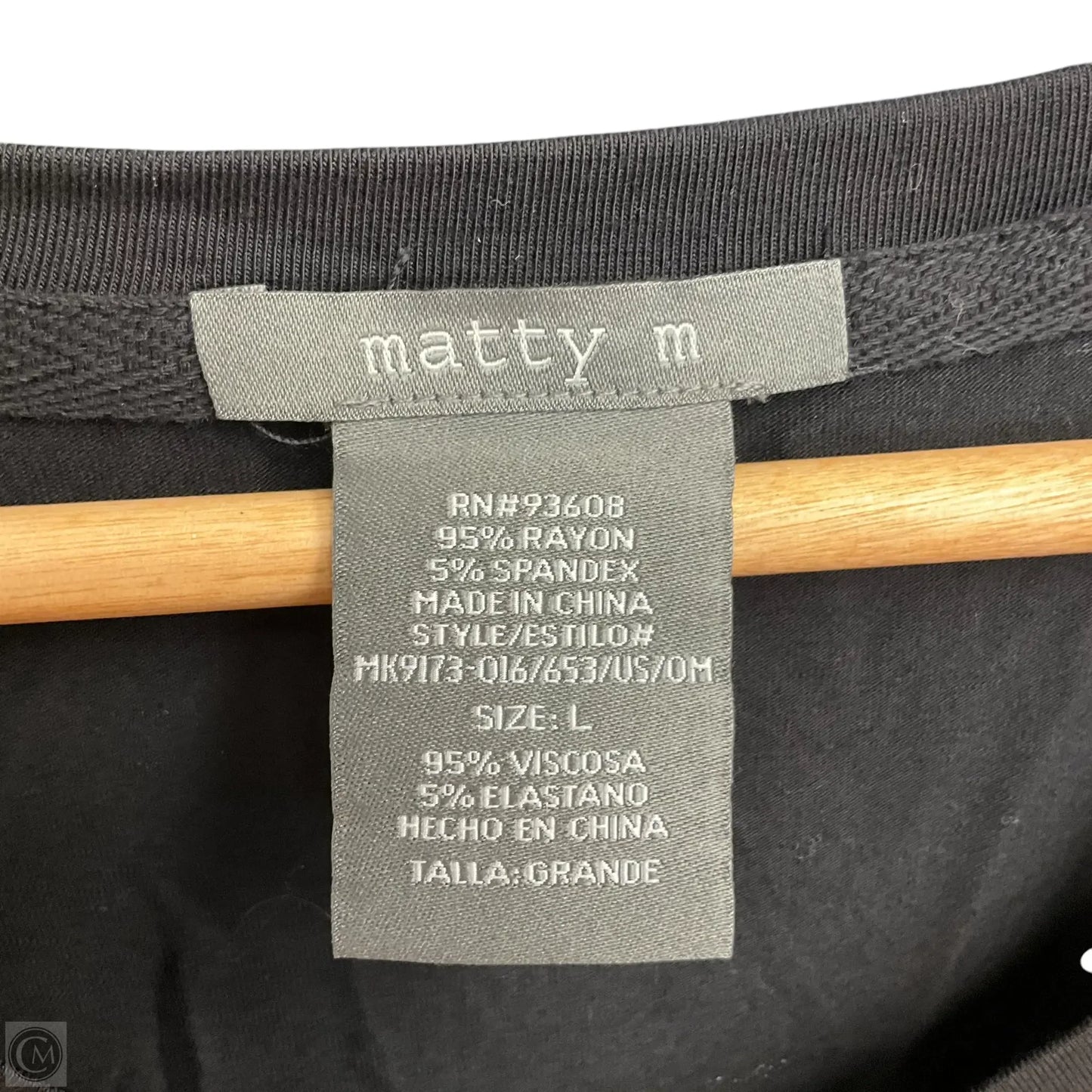 Top Short Sleeve Basic By Matty M In Black, Size: L