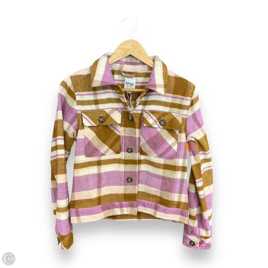 Jacket Shirt By Kensie In Plaid Pattern, Size: S