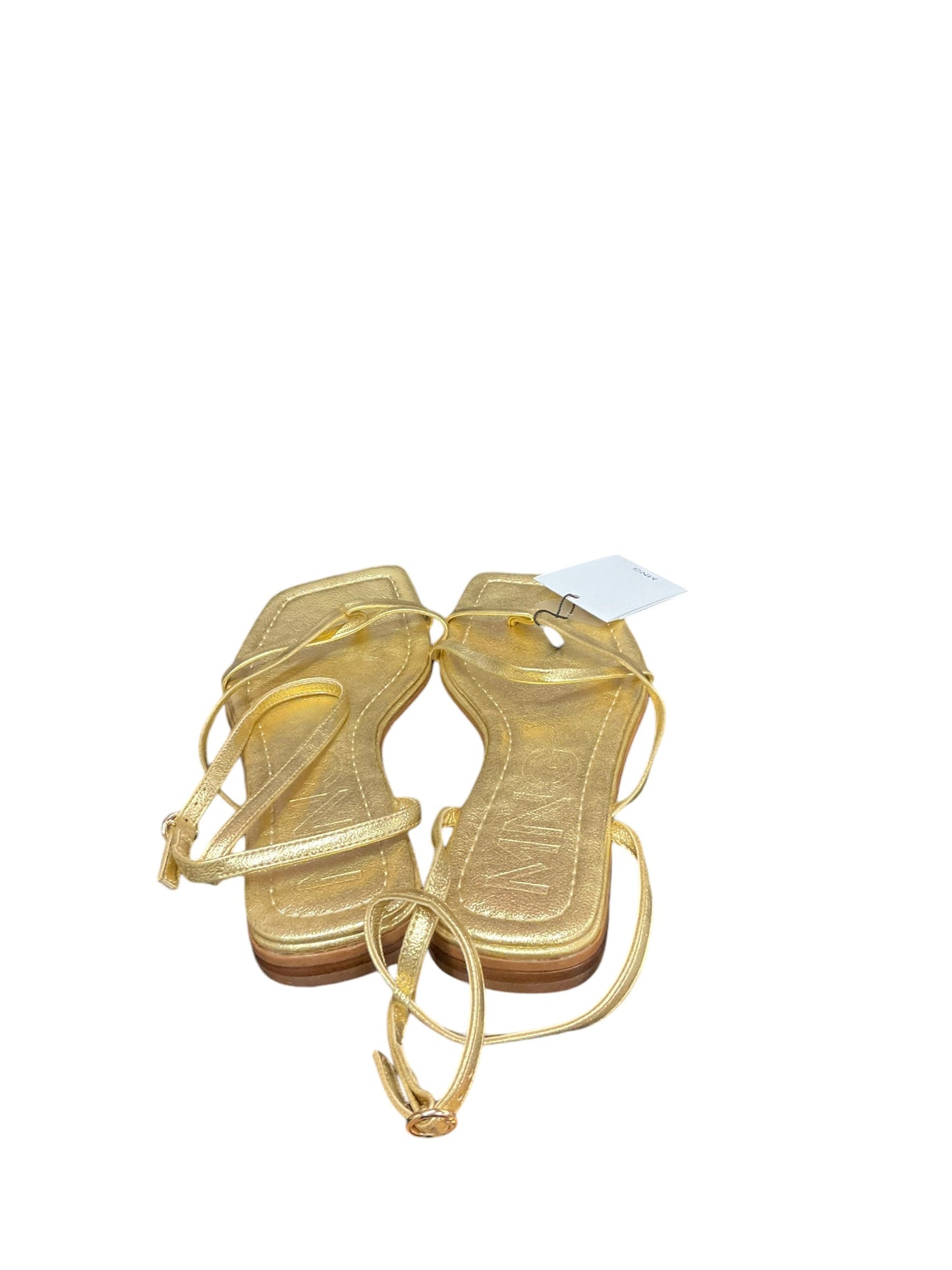 Sandals Flats By Mng In Gold, Size: 6.5