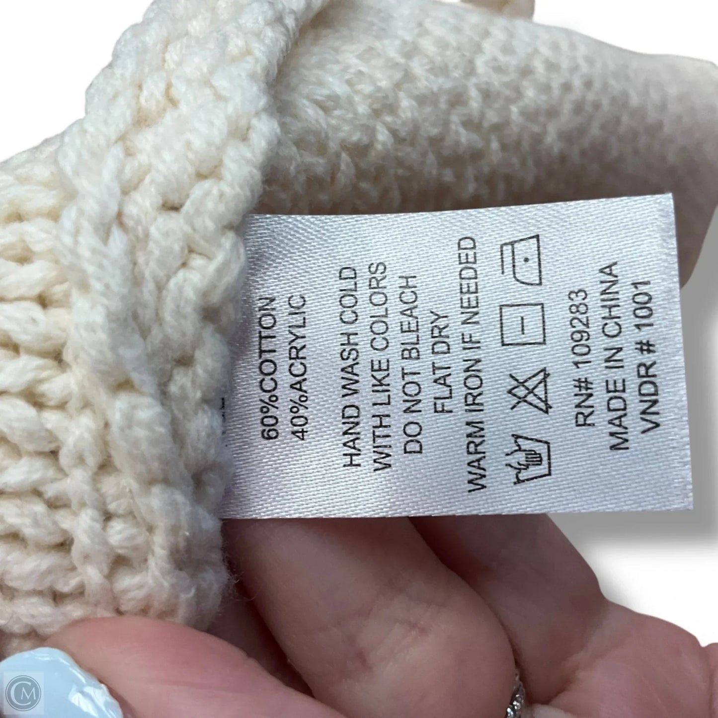 Sweatshirt Hoodie By Vintage Havana In Cream, Size: M