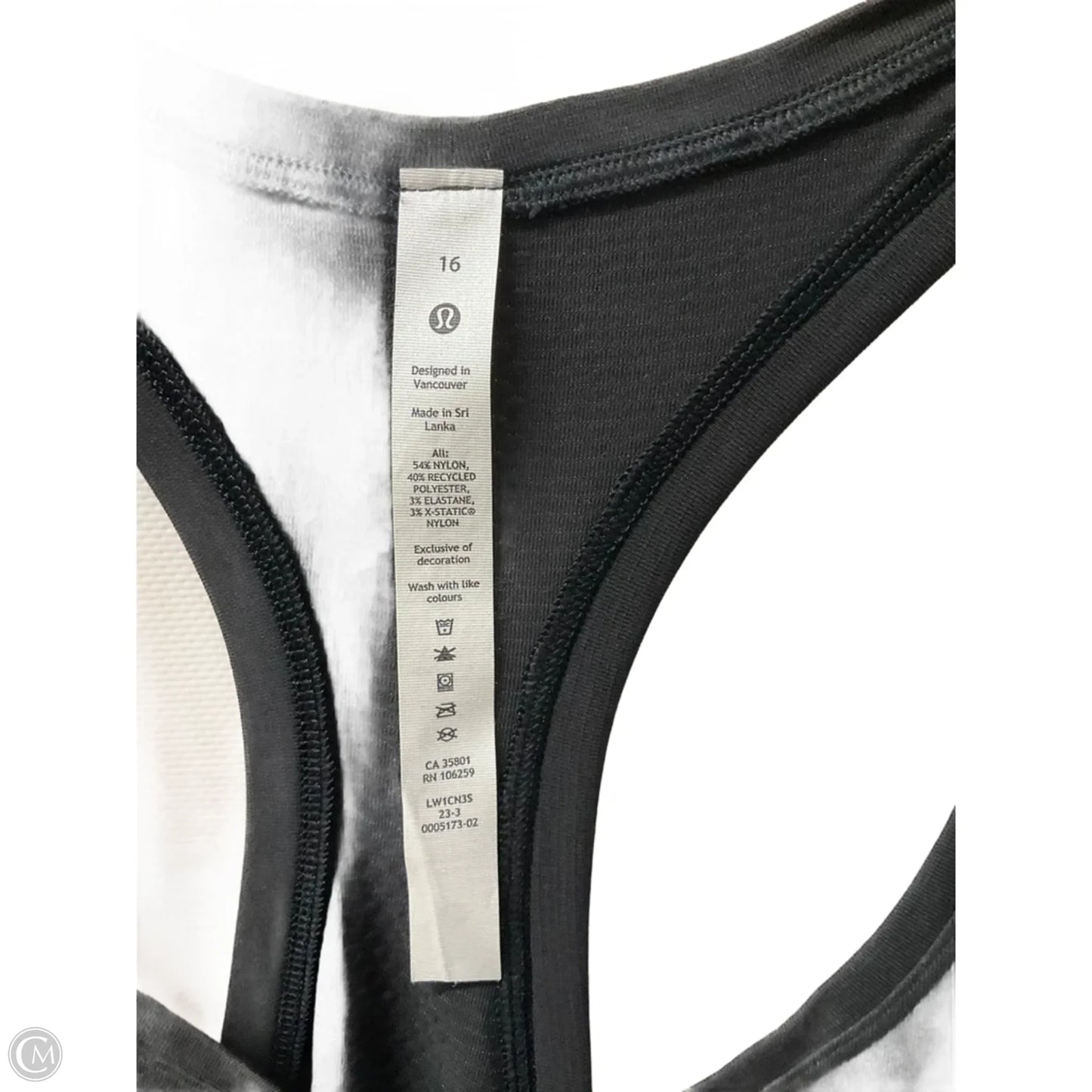 Athletic Tank Top By Lululemon In Black, Size: 16