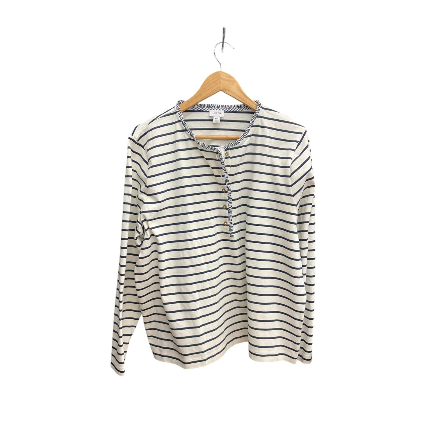 Top Long Sleeve By J. Crew In Blue & White, Size: Xxl