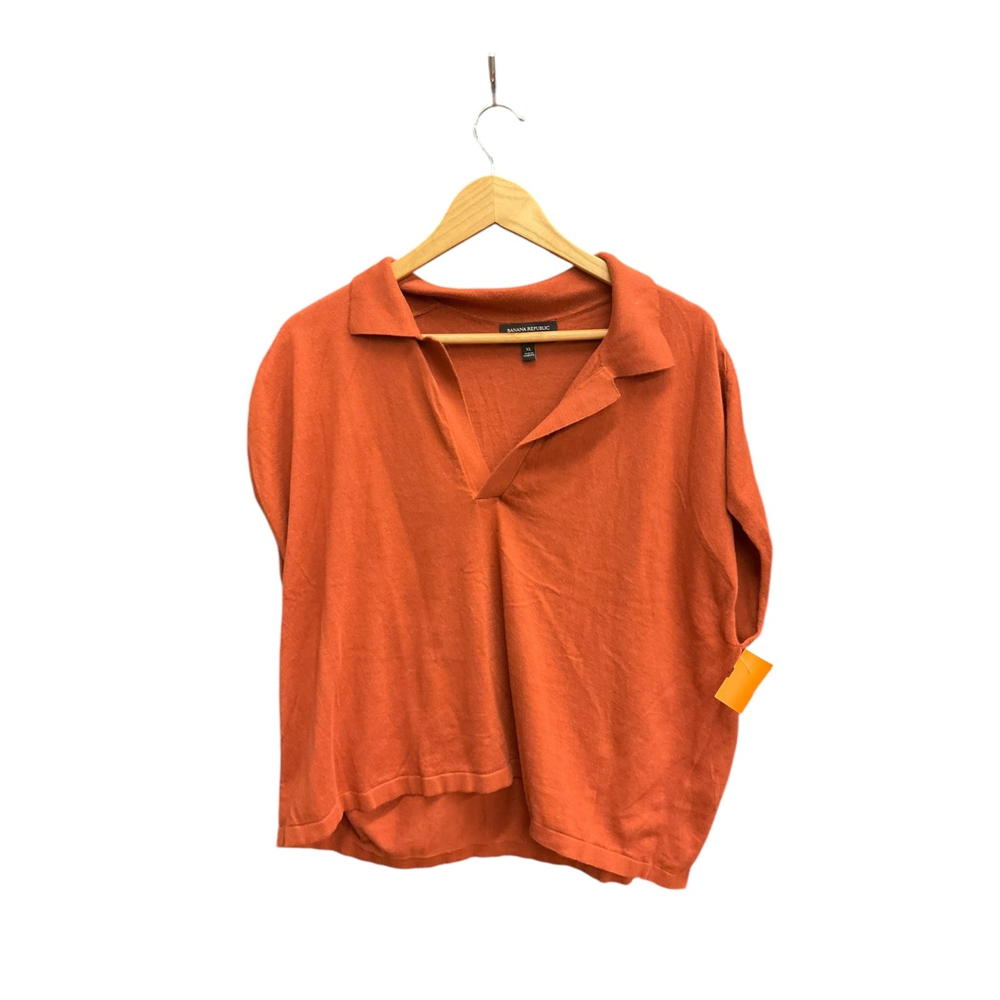 Top Short Sleeve By Banana Republic In Orange, Size: Xl