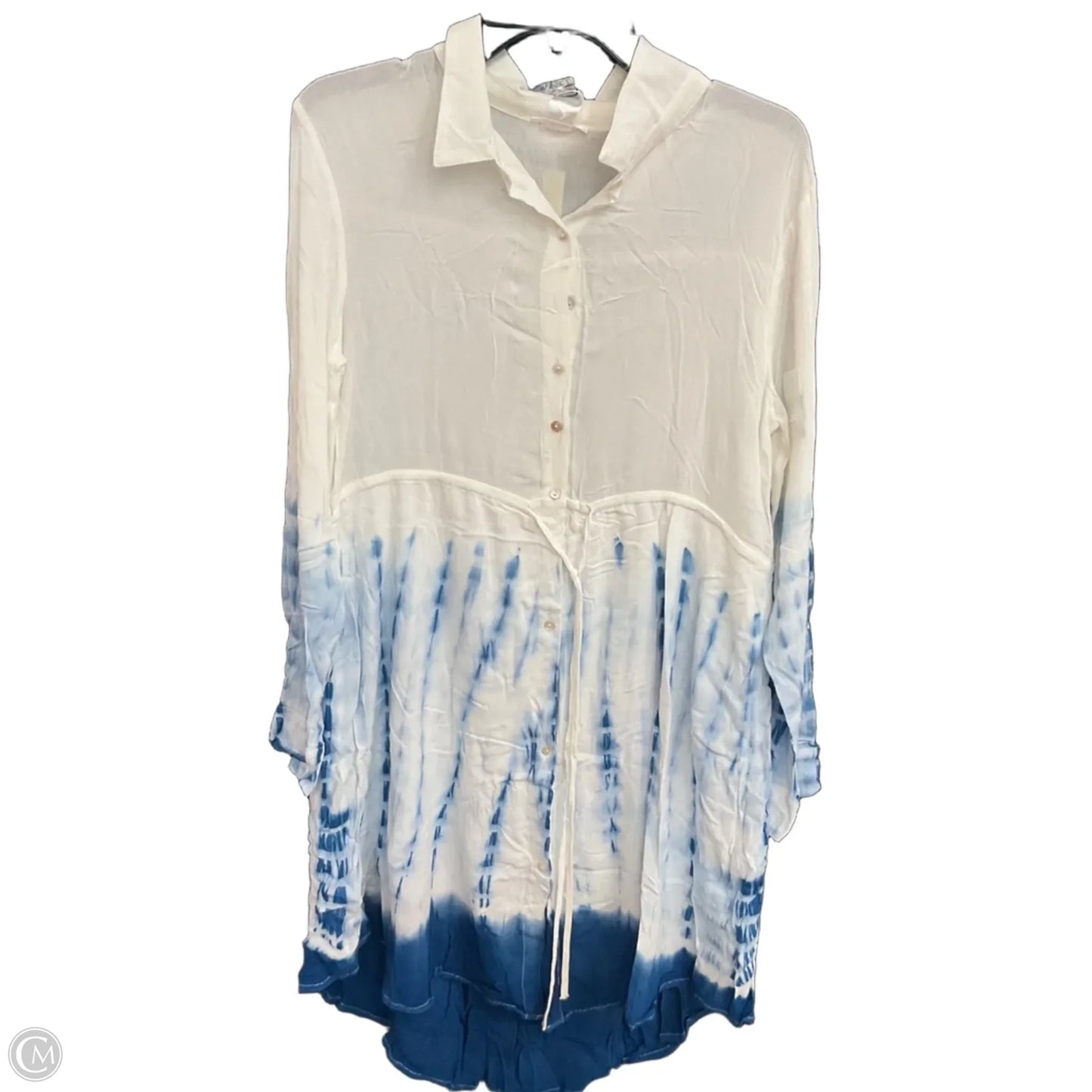 Dress Casual Midi By Esley In Blue & White, Size: L