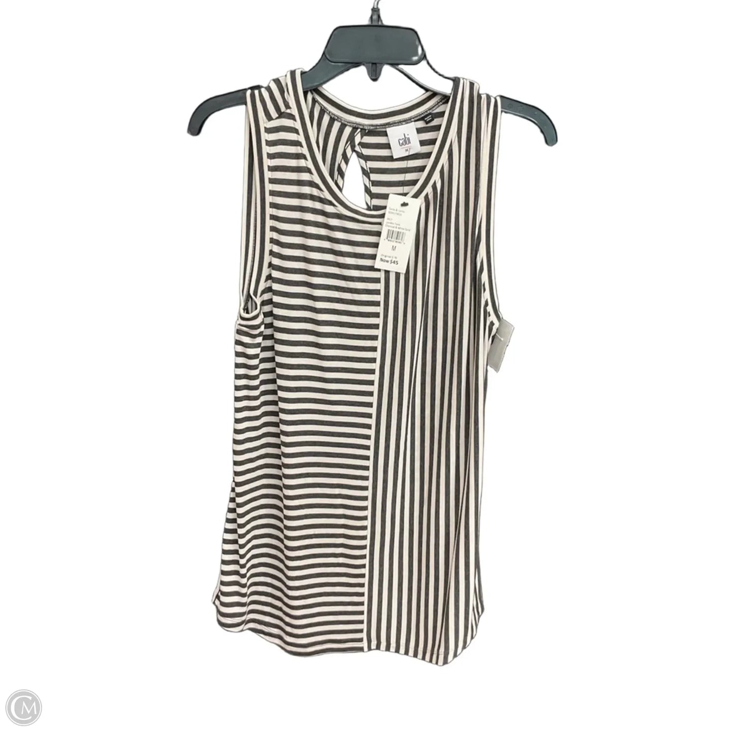 Top Sleeveless By Cabi In Striped Pattern, Size: M