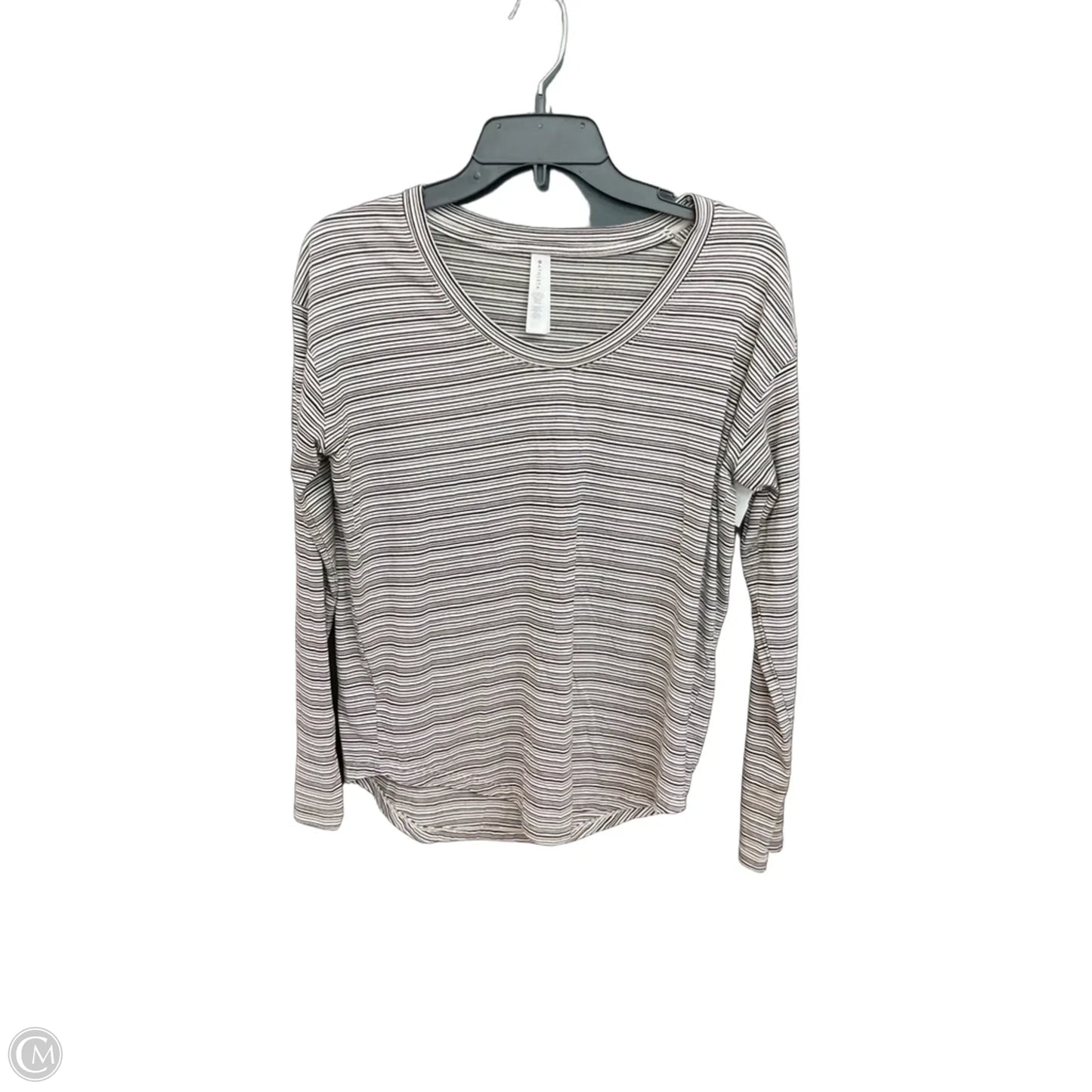 Athletic Top Long Sleeve Collar By Athleta In Striped Pattern, Size: S