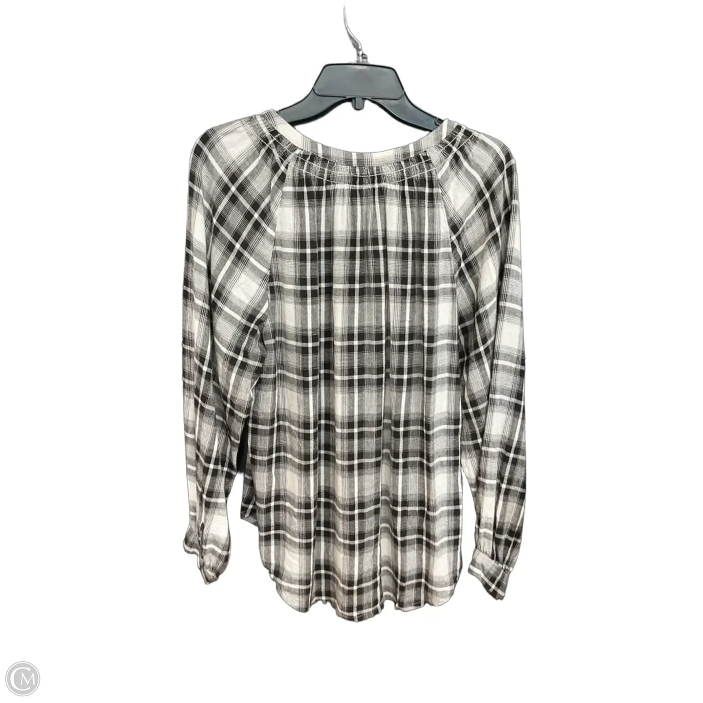 Top Long Sleeve By Loft In Plaid Pattern, Size: M