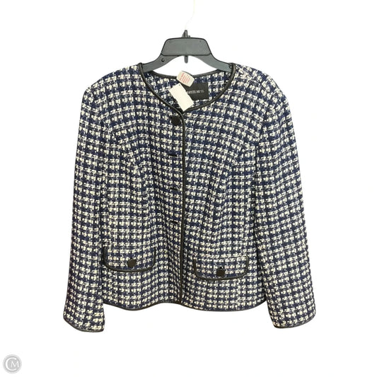 Blazer Designer By Lafayette 148 In Plaid Pattern, Size: Xl