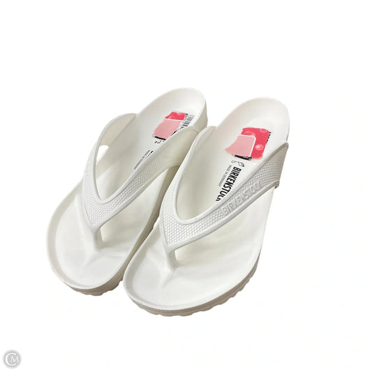 Sandals Flip Flops By Birkenstock In White, Size: 10