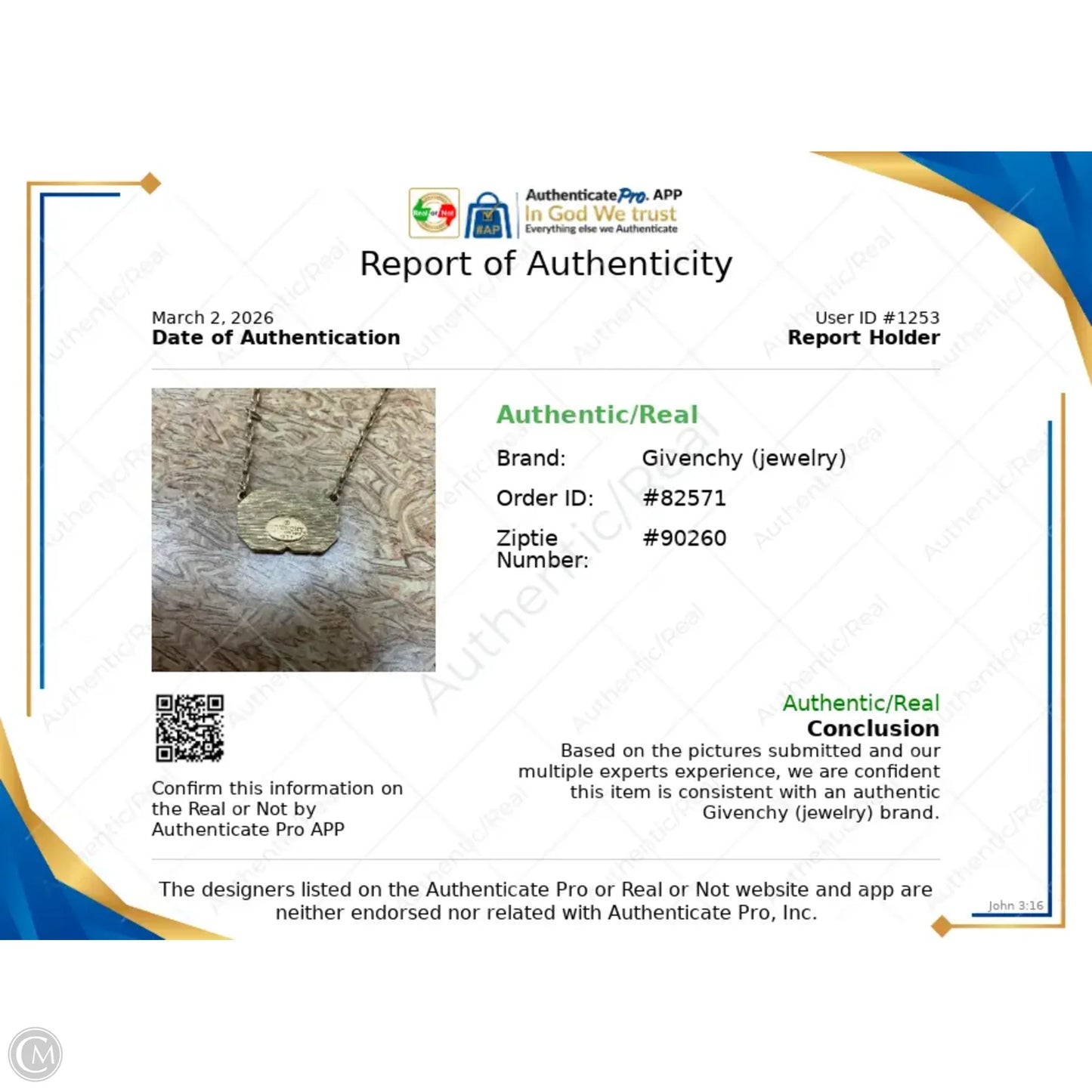 Necklace Luxury Designer By Givenchy