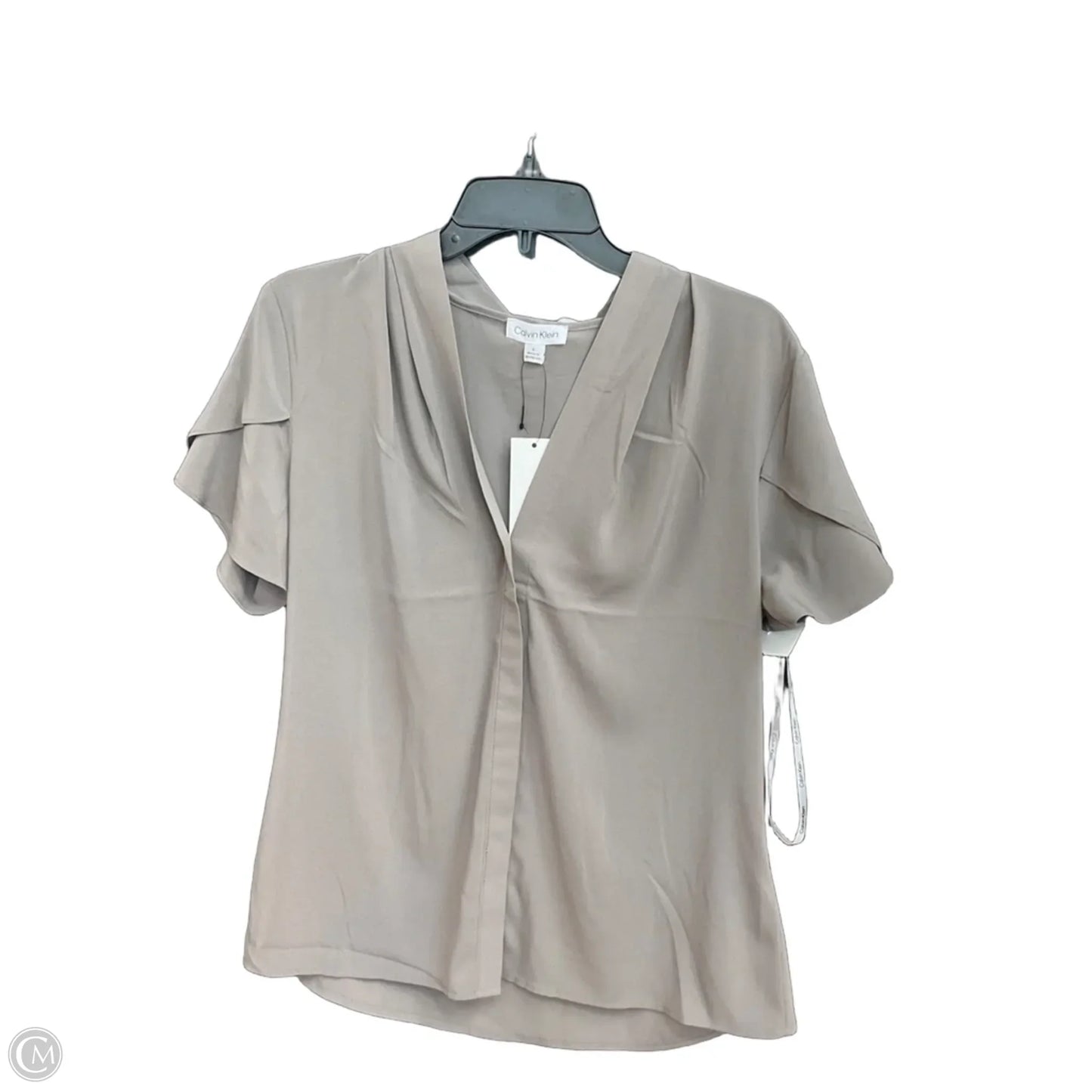 Top Short Sleeve By Calvin Klein In Grey, Size: L