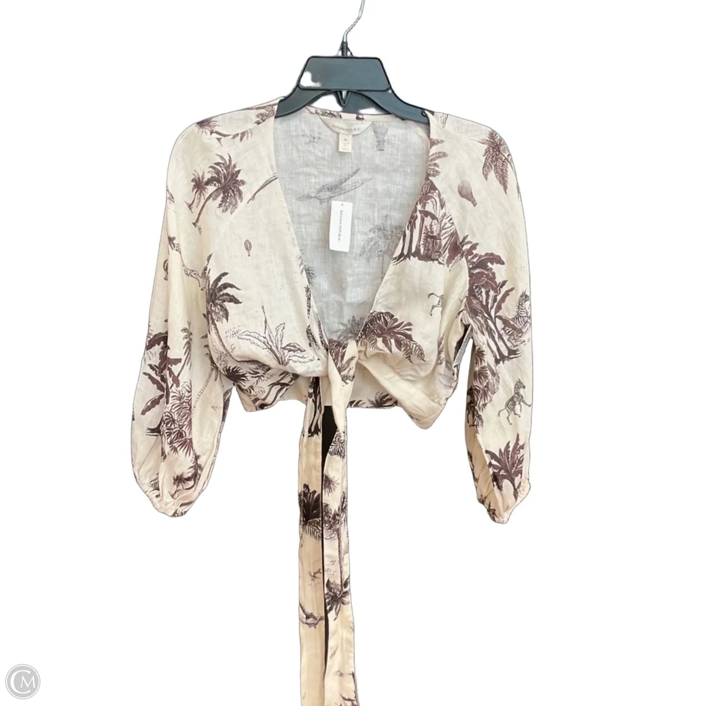 Top Long Sleeve By Banana Republic In Tropical Print, Size: Xs