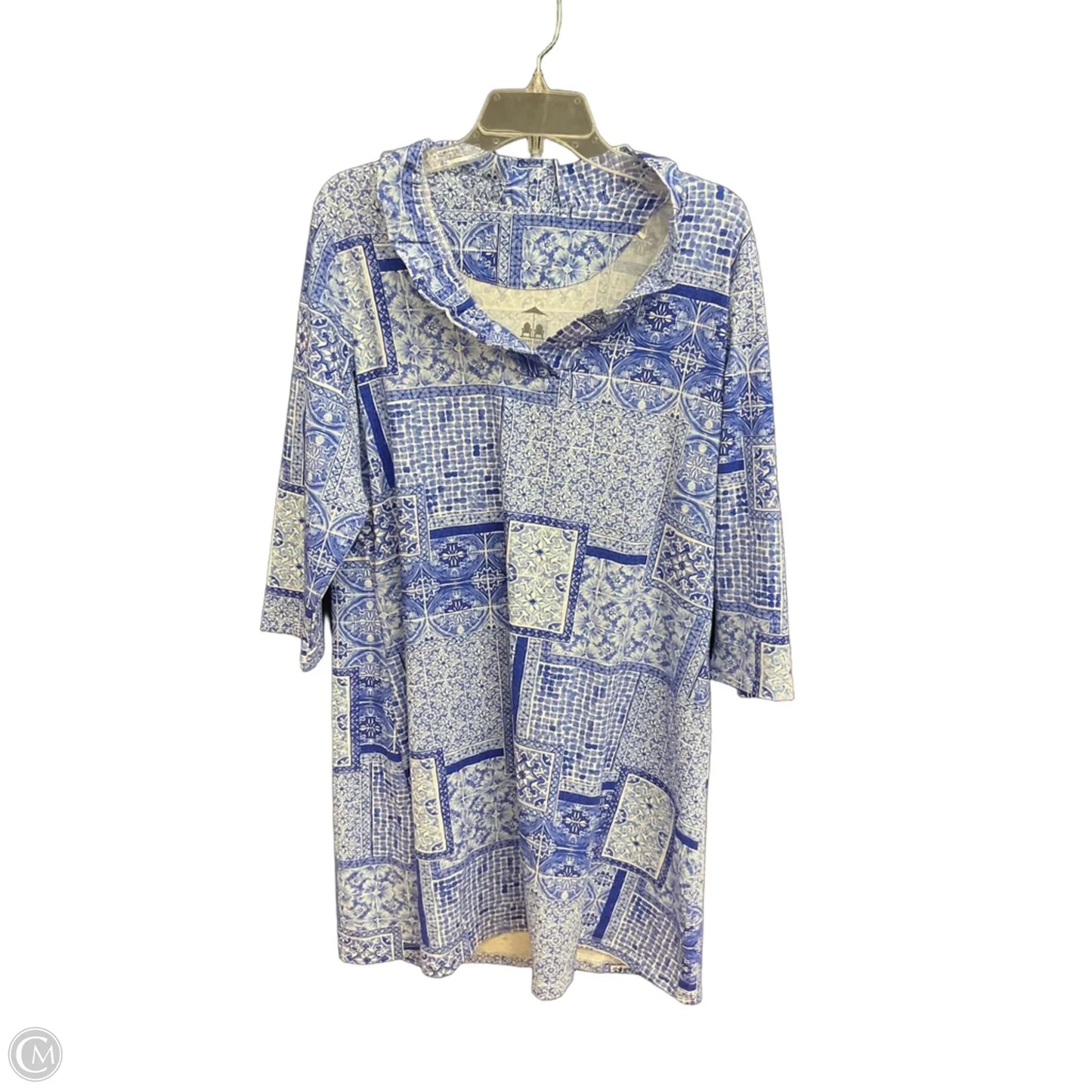 Dress Casual Short By Clothes Mentor In Blue & White, Size: Xl