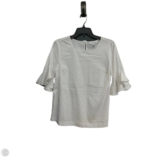 Top Short Sleeve By Calvin Klein In White, Size: S