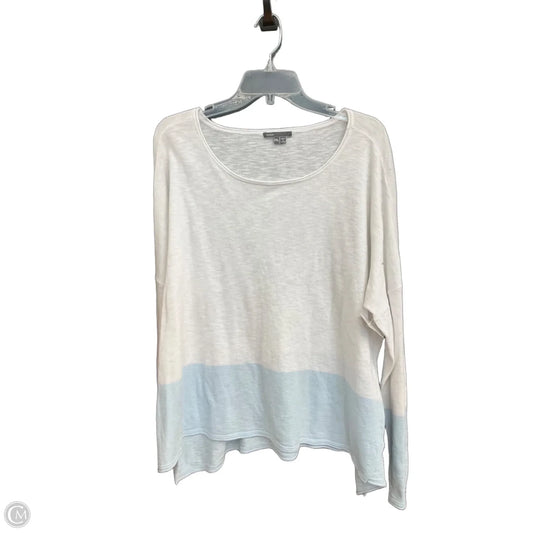 Top Long Sleeve By Vince In Blue & White, Size: Xxl