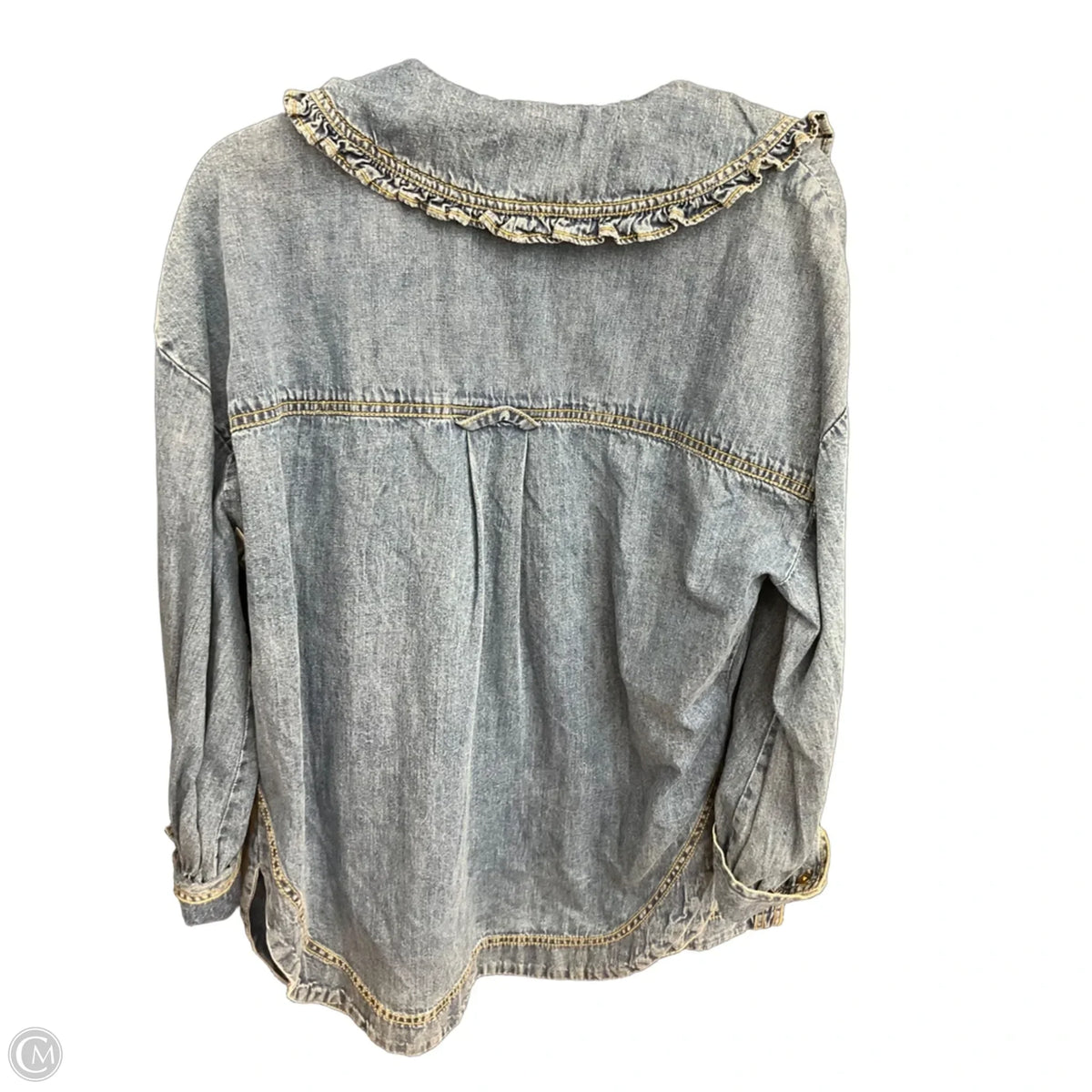 Jacket Shirt By Pilcro In Blue Denim, Size: Sp