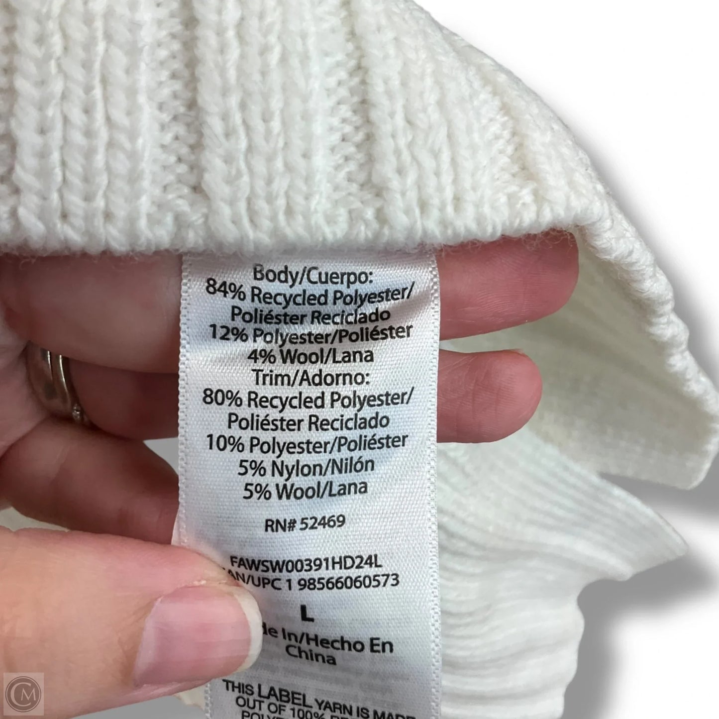 Sweater By Free Assembly In Black & White, Size: L