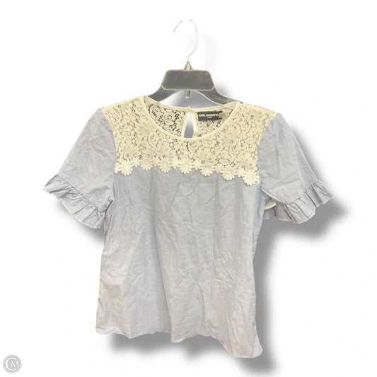 Top Short Sleeve Designer By Karl Lagerfeld In Blue, Size: S