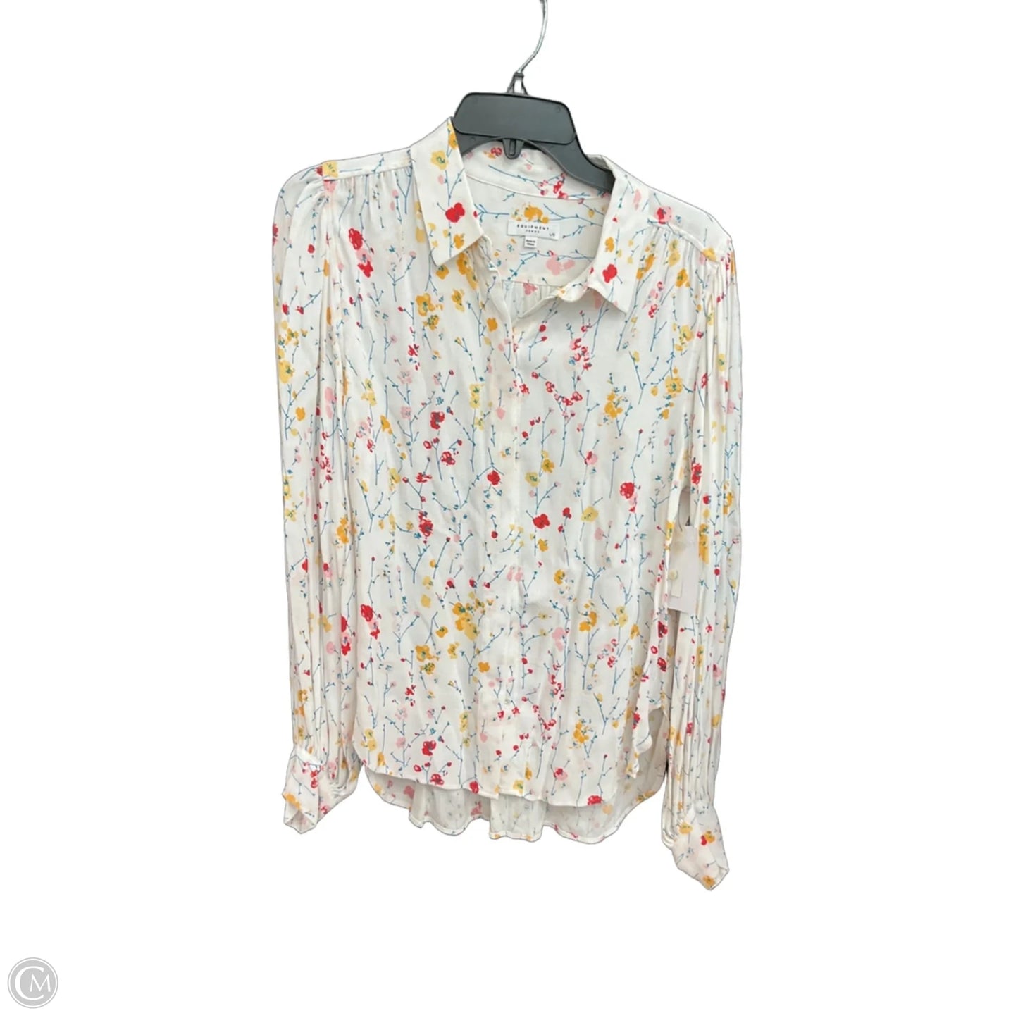 Blouse Long Sleeve By Equipment In Floral Print, Size: L