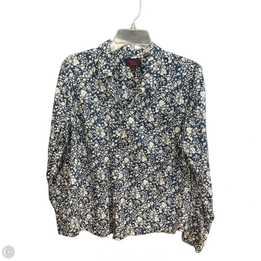 Blouse Long Sleeve By J. Crew In Blue, Size: Xl