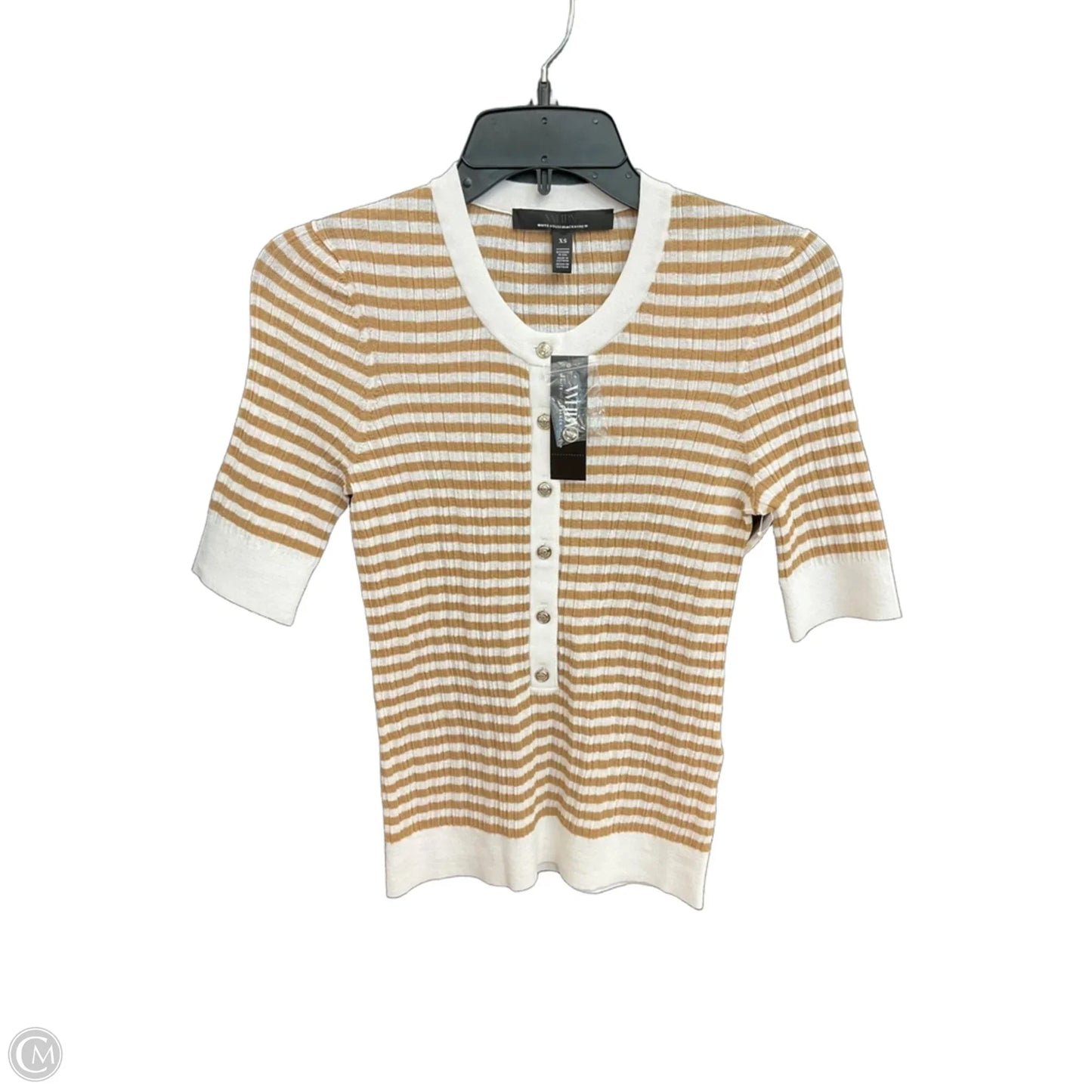 Top Short Sleeve By White House Black Market In Striped Pattern, Size: Xs