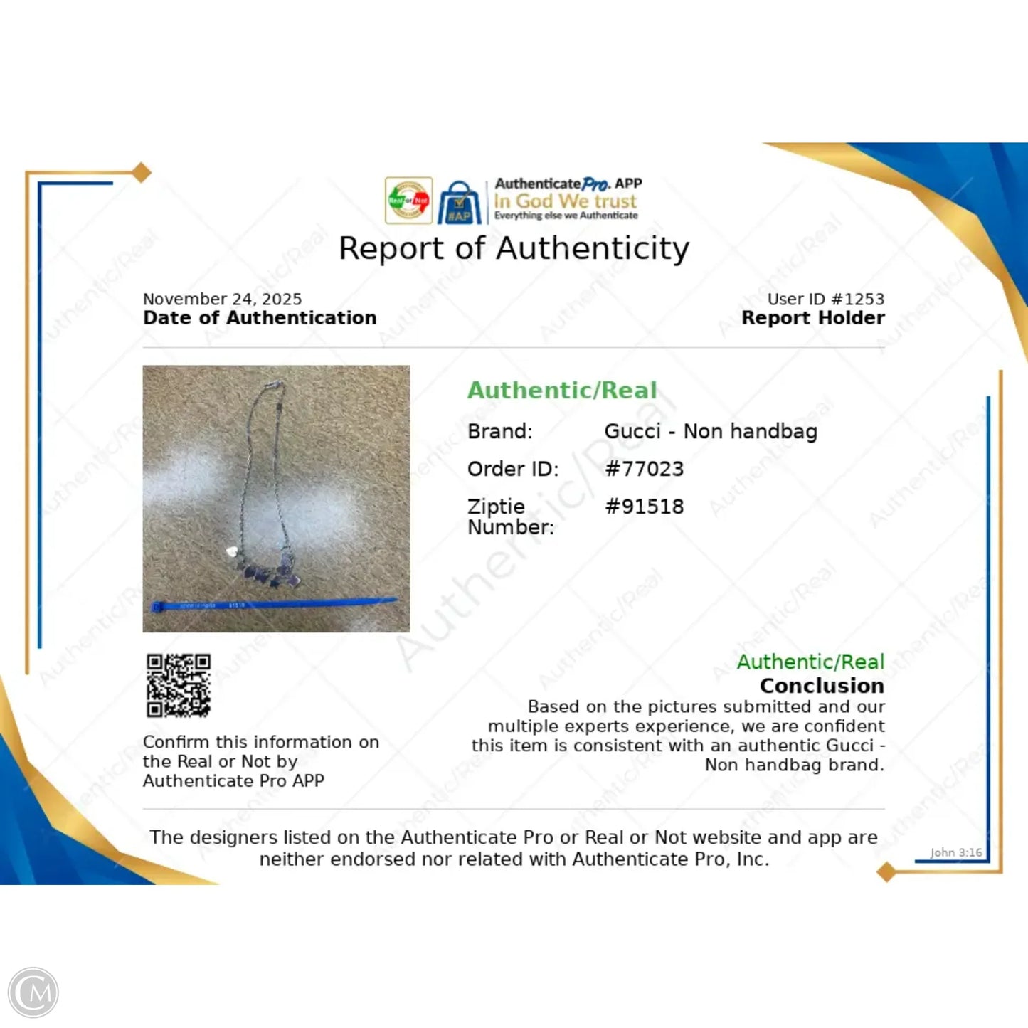 Necklace Luxury Designer By Gucci