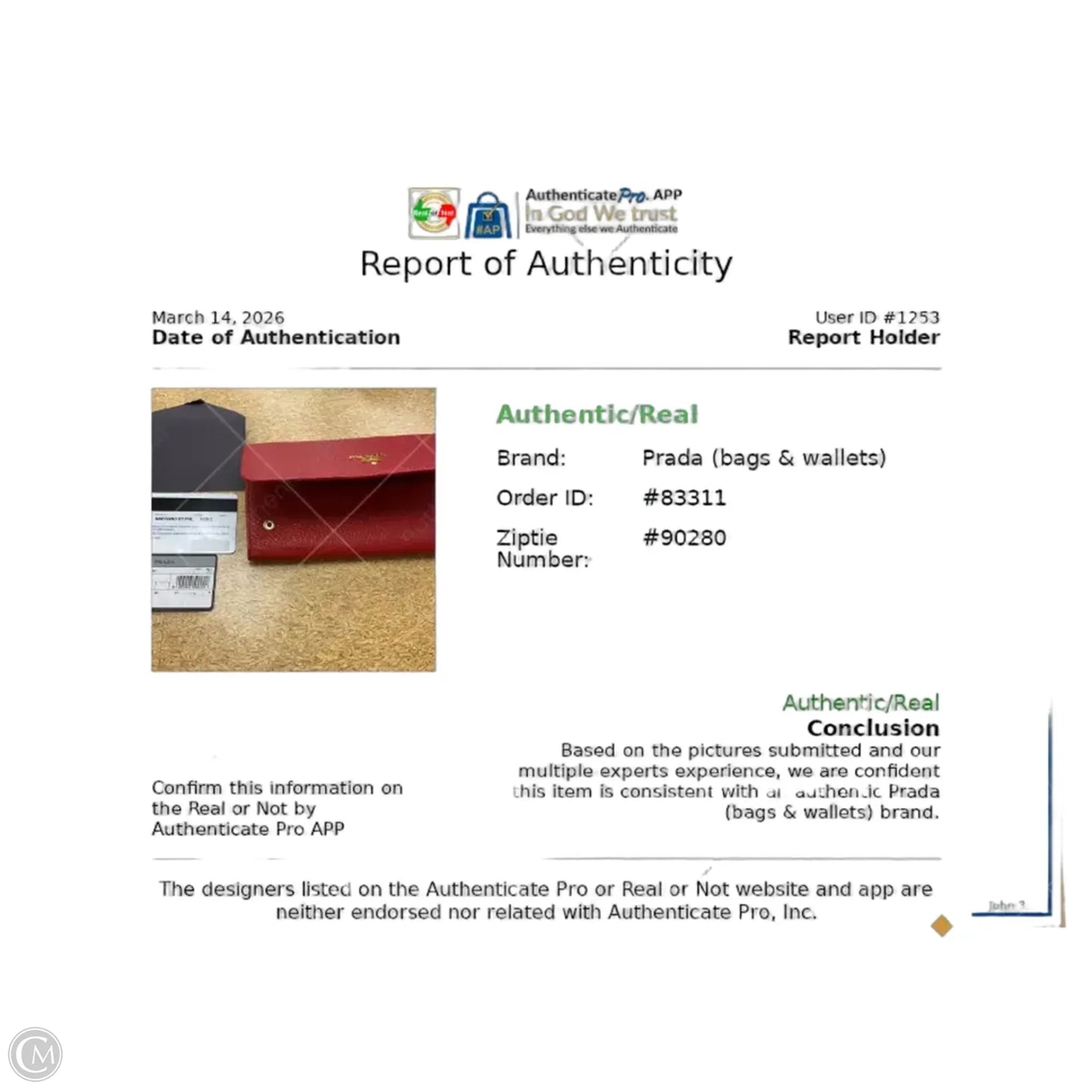 Wallet Luxury Designer By Prada, Size: Medium