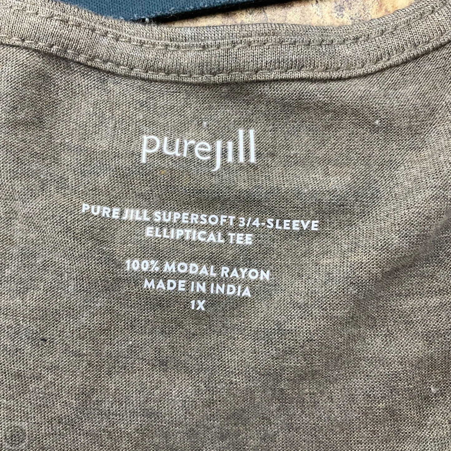 Top Long Sleeve By Pure Jill In Tan, Size: 1x