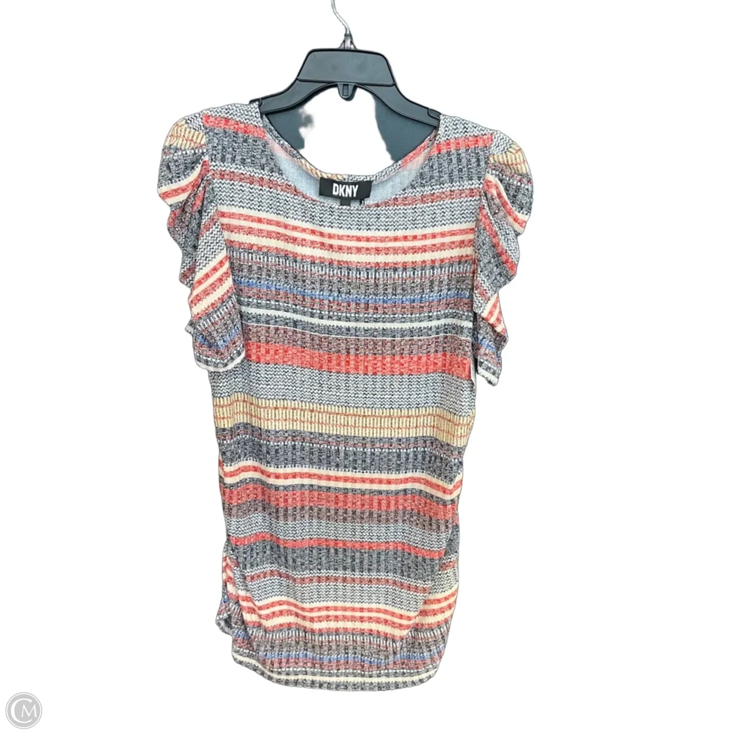 Top Short Sleeve By Dkny In Blue & Red & White, Size: L