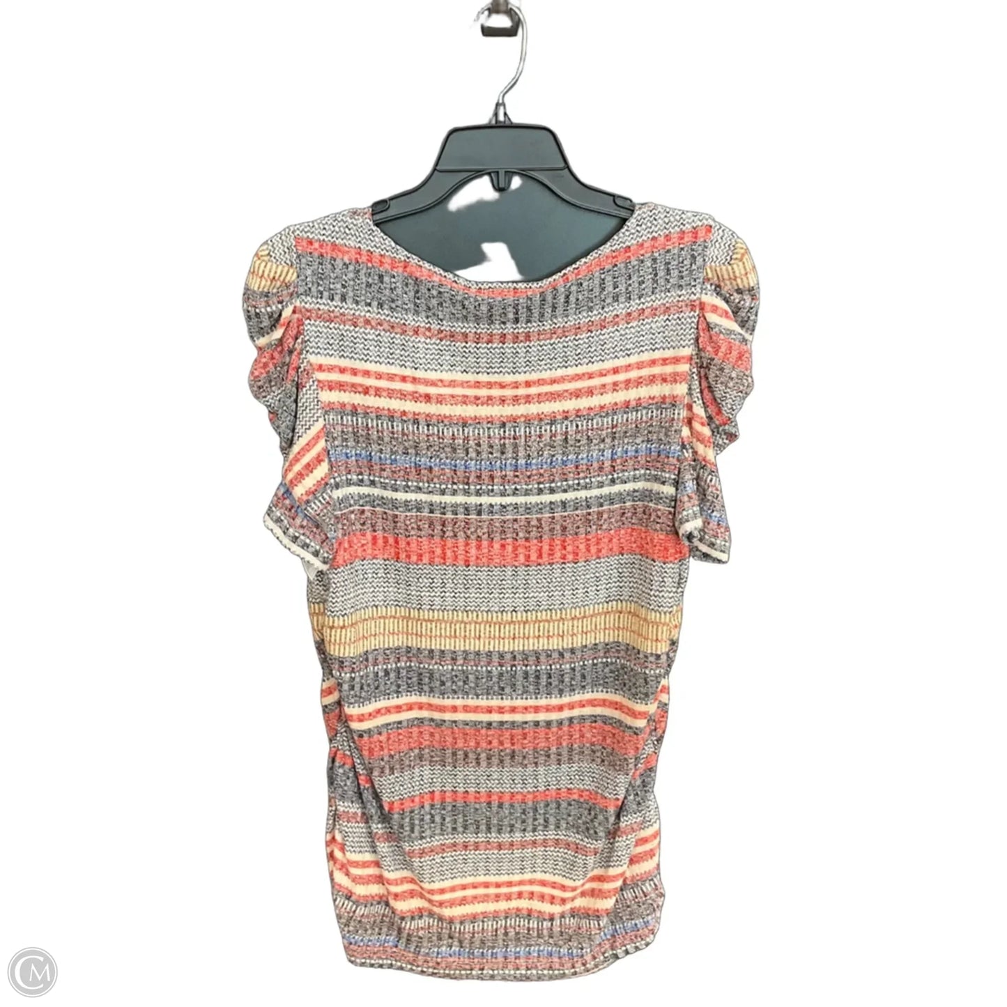 Top Short Sleeve By Dkny In Blue & Red & White, Size: L