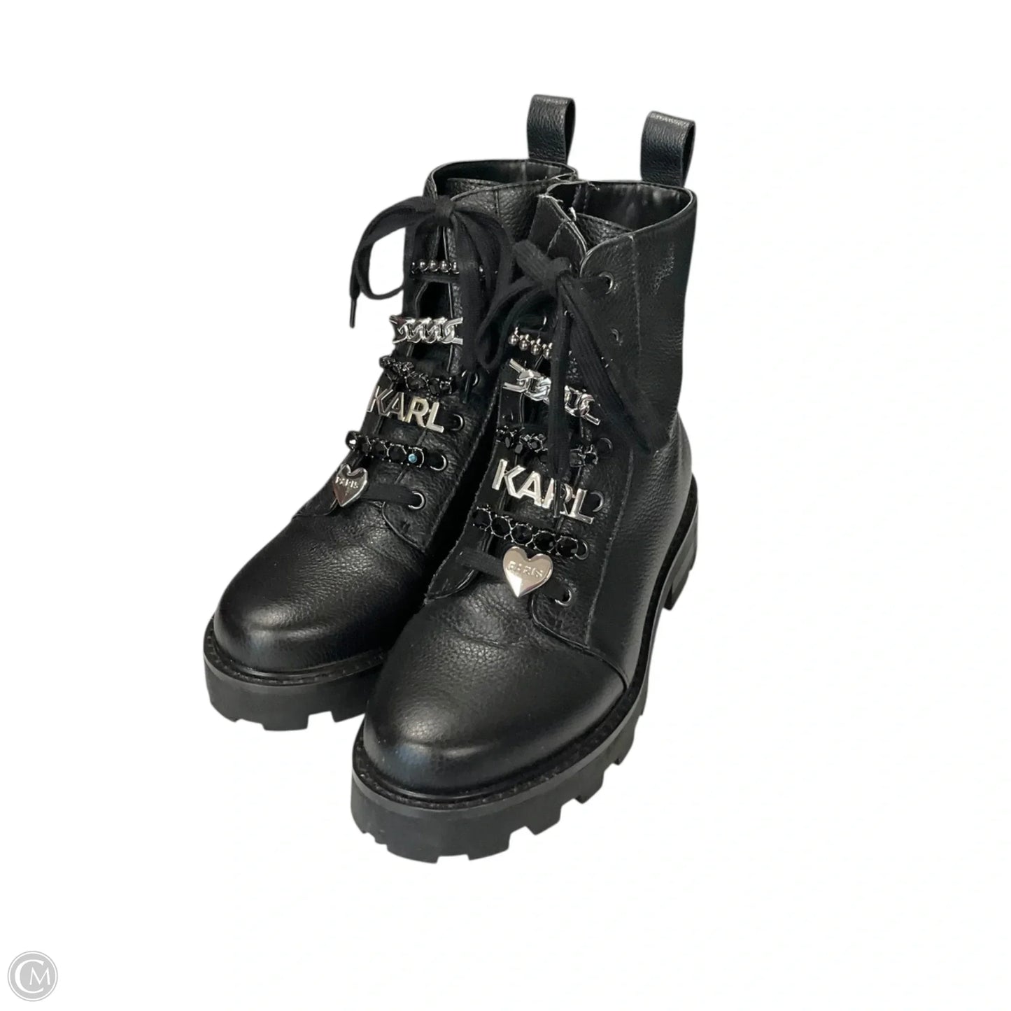 Boots Designer By Karl Lagerfeld In Black, Size: 7