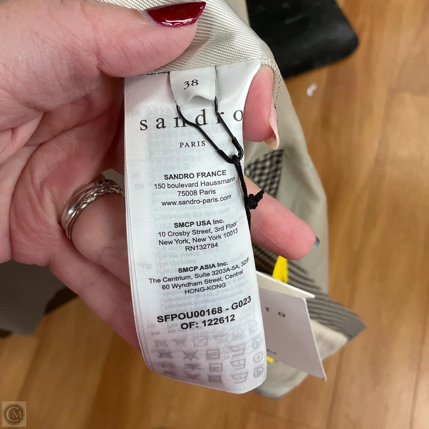 Coat Designer By Sandro In Plaid Pattern, Size: Xs