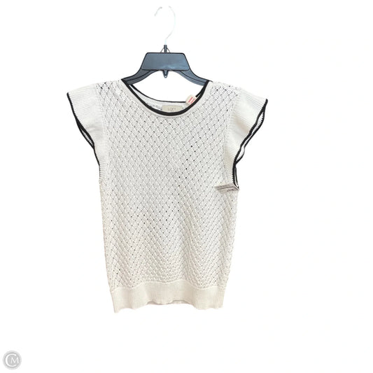 Sweater Short Sleeve By Loft In White, Size: M