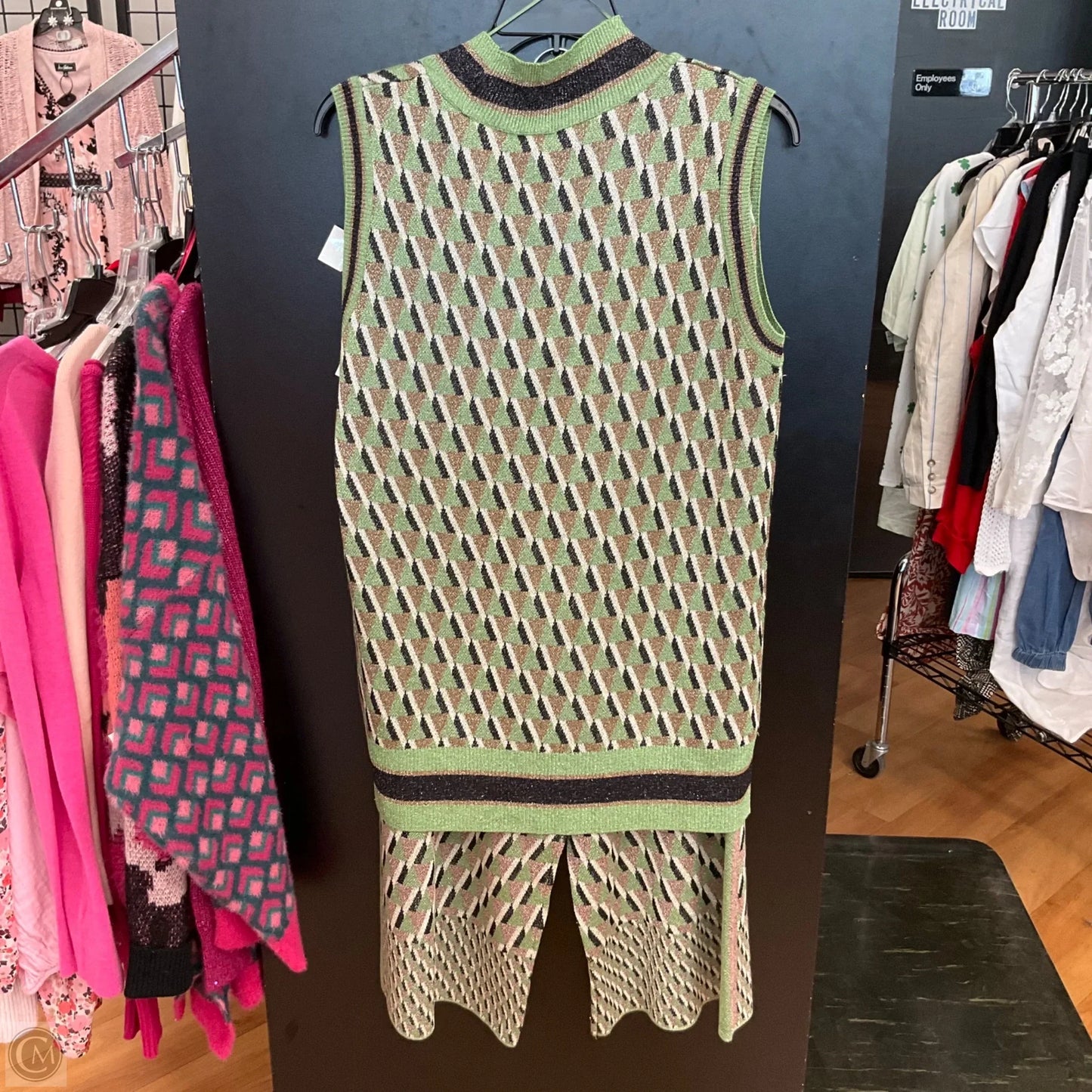 Pants Suit 2pc By Zara In Green, Size: S