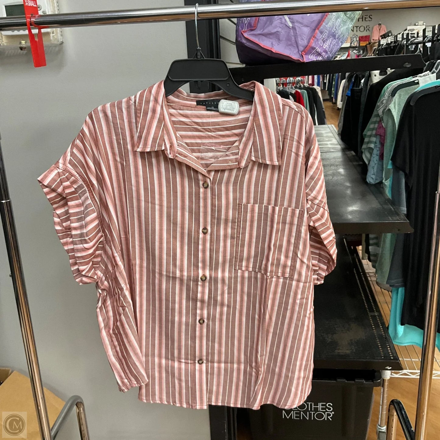 Blouse Short Sleeve By Sanctuary In Striped Pattern, Size: 1x