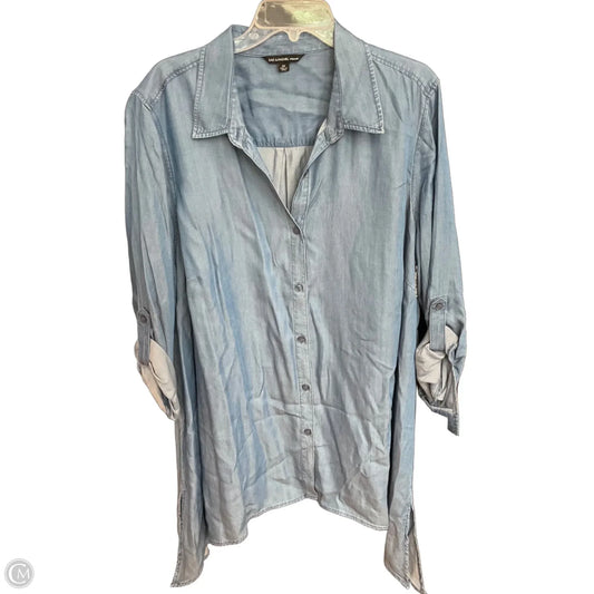 Blouse Long Sleeve By Zac And Rachel In Blue, Size: 2x